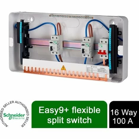Schneider Electric Easy9+ EZ9EFS16CMCU 16 Way Flexible Main 2x 100A RCD Metal Schneider Electric Easy9+ EZ9EFS16CMCU 16 Way Flexible Main 2x 100A RCD Metal -GARDENA SHOP 54966667 1