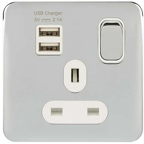SCHNEIDER ELECTRIC Schneider Lisse Power Socket 13A 2 USB Ports GGBL30102USBAWPCS Polished Chrome SCHNEIDER ELECTRIC Schneider Lisse Power Socket 13A 2 USB Ports GGBL30102USBAWPCS Polished Chrome -GARDENA SHOP 54966670 2