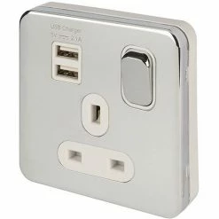 SCHNEIDER ELECTRIC Schneider Lisse Power Socket 13A 2 USB Ports GGBL30102USBAWPCS Polished Chrome 2 SCHNEIDER ELECTRIC Schneider Lisse Power Socket 13A 2 USB Ports GGBL30102USBAWPCS Polished Chrome -GARDENA SHOP 54966670 3