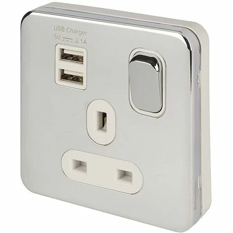 SCHNEIDER ELECTRIC Schneider Lisse Power Socket 13A 2 USB Ports GGBL30102USBAWPCS Polished Chrome SCHNEIDER ELECTRIC Schneider Lisse Power Socket 13A 2 USB Ports GGBL30102USBAWPCS Polished Chrome -GARDENA SHOP 54966670 3