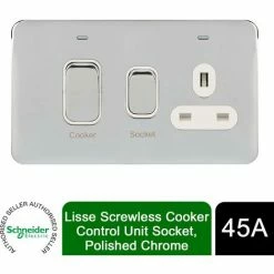 Schneider Electric Lisse Screwless CookerControl Unit Socket 45A Polished Chrome