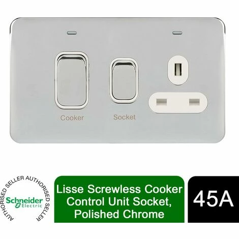 Schneider Electric Lisse Screwless CookerControl Unit Socket 45A Polished Chrome Schneider Electric Lisse Screwless CookerControl Unit Socket 45A Polished Chrome -GARDENA SHOP 54966671 1
