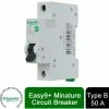 Schneider Electric Easy9+ EZ9F16150 MCB CircuitBreaker Single TypeB 6kA 50A 230V