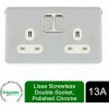Schneider Electric Lisse Screwless Double Socket 13A GGBL3020W Polished Chrome