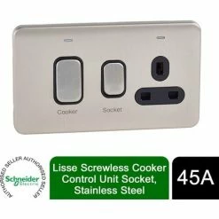 Schneider Electric Lisse Screwless CookerControl Unit Socket 45A Stainless Steel