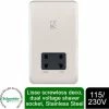 SCHNEIDER ELECTRIC Schneider Lisse Shaver Socket Dual Voltage 115/230V GGBL7090BSSS Stainless Steel