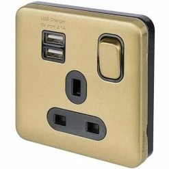 Schneider Electric Lisse Screwless Single Socket 13A 2 USB Ports Satin Brass 2 Schneider Electric Lisse Screwless Single Socket 13A 2 USB Ports Satin Brass -GARDENA SHOP 54966685 3
