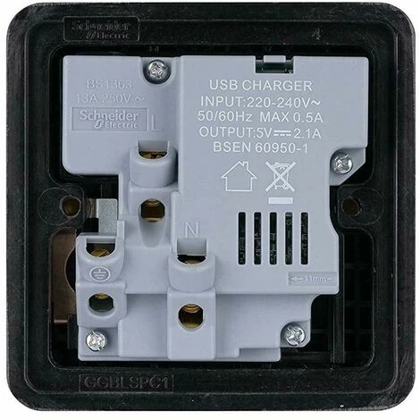 Schneider Electric Lisse Screwless Single Socket 13A 2 USB Ports Satin Brass Schneider Electric Lisse Screwless Single Socket 13A 2 USB Ports Satin Brass -GARDENA SHOP 54966685 4