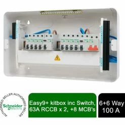 Schneider Electric Easy9+ EZ9ER6R6MRE Consumer Unit 6+6 100A 2x 63A RCD 8x MCB