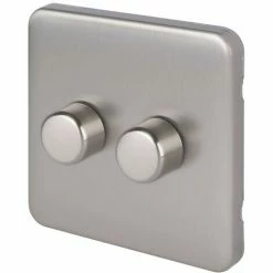 Schneider Electric Lisse 2 Gang 2 Way Dimmer 250W GGBL6022CSSS Stainless Steel -GARDENA SHOP 54966687 4