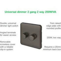 Schneider Electric Lisse Screwless 2 Gang 2 Way Dimmer Switch 250W Mocha Bronze -GARDENA SHOP 54966690 3