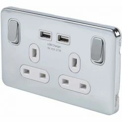 Schneider Electric Lisse Screwless Double Socket USB Ports 13A Polished Chrome -GARDENA SHOP 54966692 4
