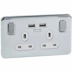 Schneider Electric Lisse Screwless Double Socket USB Ports 13A Polished Chrome -GARDENA SHOP 54966692 5