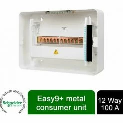 Easy9+ 12 Way Surface Mount Metal Consumer Unit EZ9E12MCU, Schneider Electric
