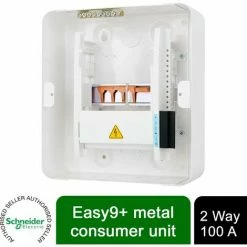 Schneider Electric Easy9+ EZ9E2MCU Consumer Unit 2 Way Surface Mount Metal