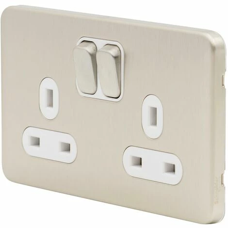 Schneider Electric Lisse Screwless Double Socket 13A GGBL3020WSS Stainless Steel Schneider Electric Lisse Screwless Double Socket 13A GGBL3020WSS Stainless Steel -GARDENA SHOP 54966826 5