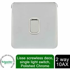 Schneider Electric Lisse 2 Way Light Switch 10AX GGBL1012WPC Polished Chrome