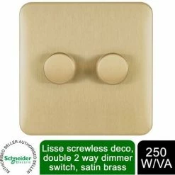 Schneider Electric Lisse 2 Gang 2 Way Dimmer Switch 250W GGBL6022CSBS SatinBrass