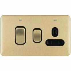 Schneider Electric Lisse Screwless Cooker Control Unit 1 Socket 45A Satin Brass -GARDENA SHOP 54966832 5