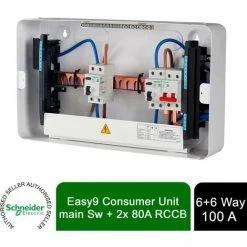 Schneider Electric Easy9+ EZ9ER6R6CMCU Consumer Unit 6+6 Main Switch 2x 100A RCD