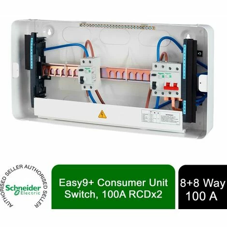 Schneider Electric Easy9 EZ9ER8R8CMCU Consumer Unit 8+8 2x100A Main Switch Metal Schneider Electric Easy9 EZ9ER8R8CMCU Consumer Unit 8+8 2x100A Main Switch Metal -GARDENA SHOP 54966956 1