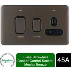 Schneider Electric Lisse Screwless Cooker Control 13A 1 Socket 45A Mocha Bronze