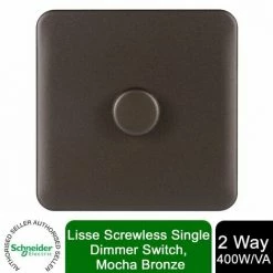 Schneider Electric Lisse Screwless Single 2 Way Dimmer Switch 400W Mocha Bronze