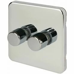 Schneider Electric Lisse Screwless 2 Gang 2 Way Dimmer 250W Polished Chrome -GARDENA SHOP 54966960 4