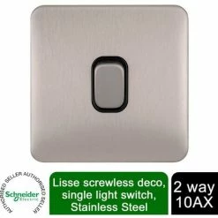 Single Light Switch, Lisse Deco,Stainless Steel, GGBL1012BSS, Schneider Electric