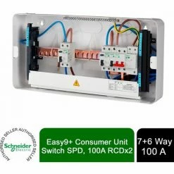 Schneider Electric Easy9 EZ9ESLR7R6CMCU Consumer Unit 7+6 2x100A RCD Main Switch