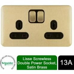 Schneider Electric Lisse Screwless Double Power Socket 13A GGBL3020B Satin Brass