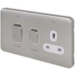 Schneider Electric Lisse Screwless Cooker Control 13A Socket 45A Stainless Steel -GARDENA SHOP 54967067 3