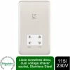 SCHNEIDER ELECTRIC Schneider Lisse Shaver Socket Dual Voltage 115/230V GGBL7090WSSS Stainless Steel