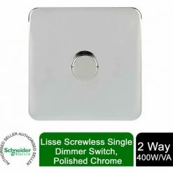 Schneider Electric Lisse Screwless Single 2 Way Dimmer 400W Polished Chrome