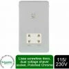 Shaver Socket, 115/230V, Lisse, Polished Chrome, GGBL7090WCPS-Schneider Electric