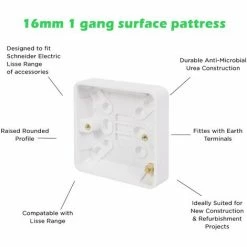 Schneider Electric Lisse Single Surface Pattress Box 16mm GGBL9116 White 10 Pack 2 Schneider Electric Lisse Single Surface Pattress Box 16mm GGBL9116 White 10 Pack -GARDENA SHOP 55082267 3
