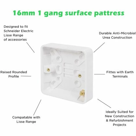 Schneider Electric Lisse Single Surface Pattress Box 16mm GGBL9116 White 10 Pack Schneider Electric Lisse Single Surface Pattress Box 16mm GGBL9116 White 10 Pack -GARDENA SHOP 55082267 3