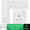 SCHNEIDER ELECTRIC Schneider Lisse Moulded Switched Single Power Socket 13A GGBL3010 White 10 Pack