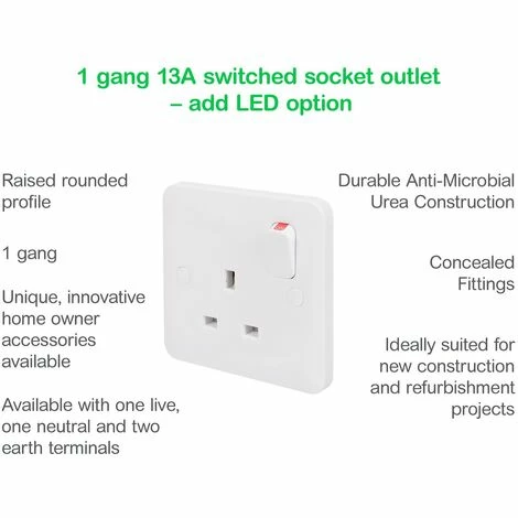 SCHNEIDER ELECTRIC Schneider Lisse Moulded Switched Single Power Socket 13A GGBL3010 White 10 Pack SCHNEIDER ELECTRIC Schneider Lisse Moulded Switched Single Power Socket 13A GGBL3010 White 10 Pack -GARDENA SHOP 55082439 2