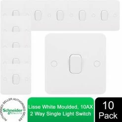 Schneider Electric Lisse Moulded Single 2 Way Switch 10AX GGBL1012 White 10Pack